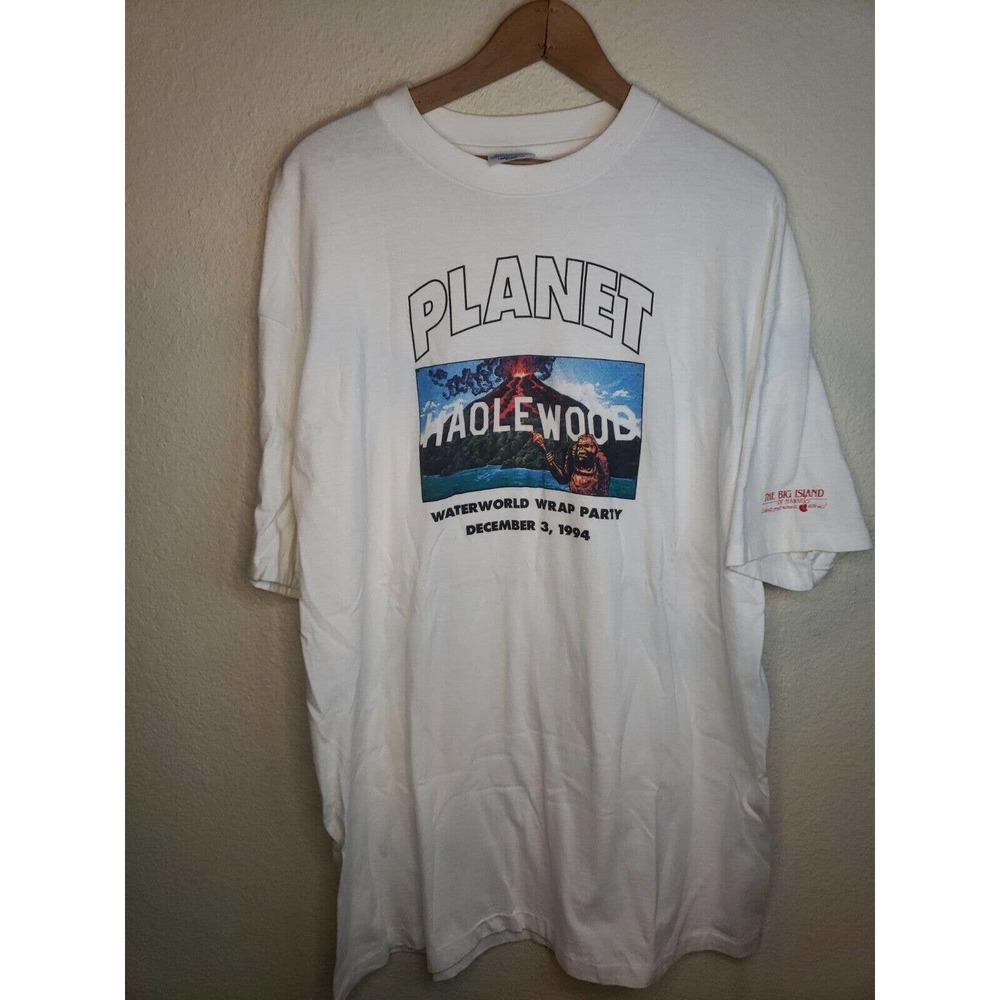 Vintage XL 90s 1994 Waterworld Wrap Party MOVIE Shirt White HAWAII Kevin Costner